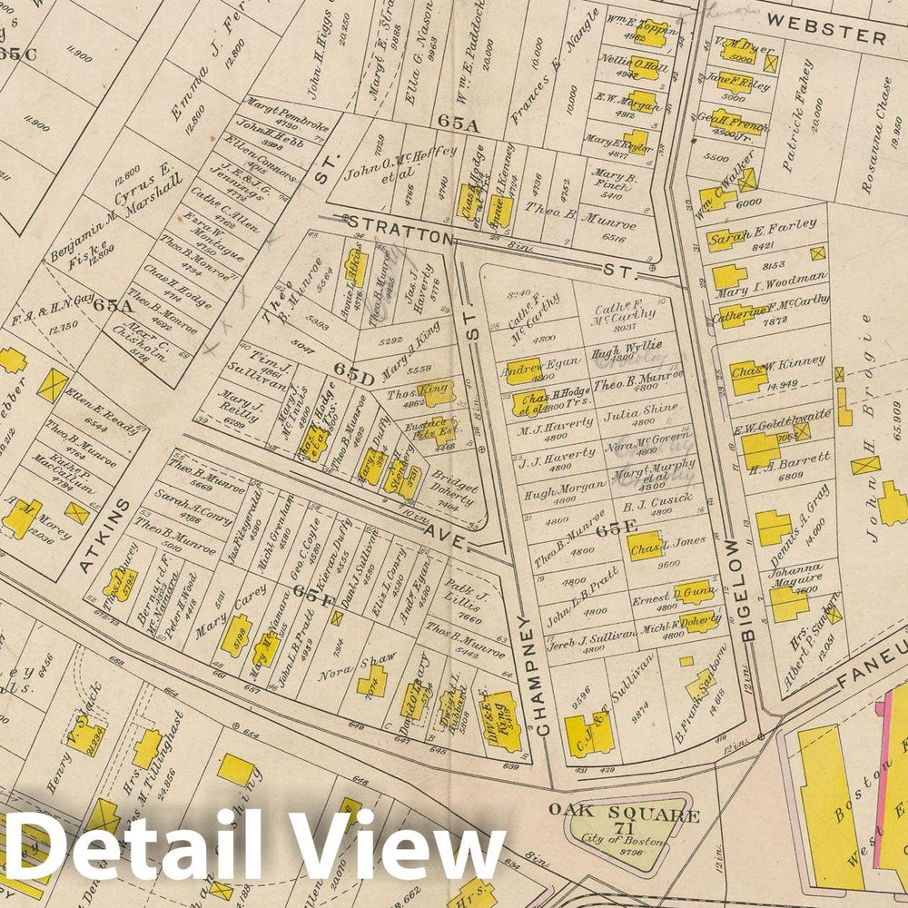 Historic Map : Atlas City of Boston Ward 25 Brighton, Brighton 1909 Plate 001 , Vintage Wall Art