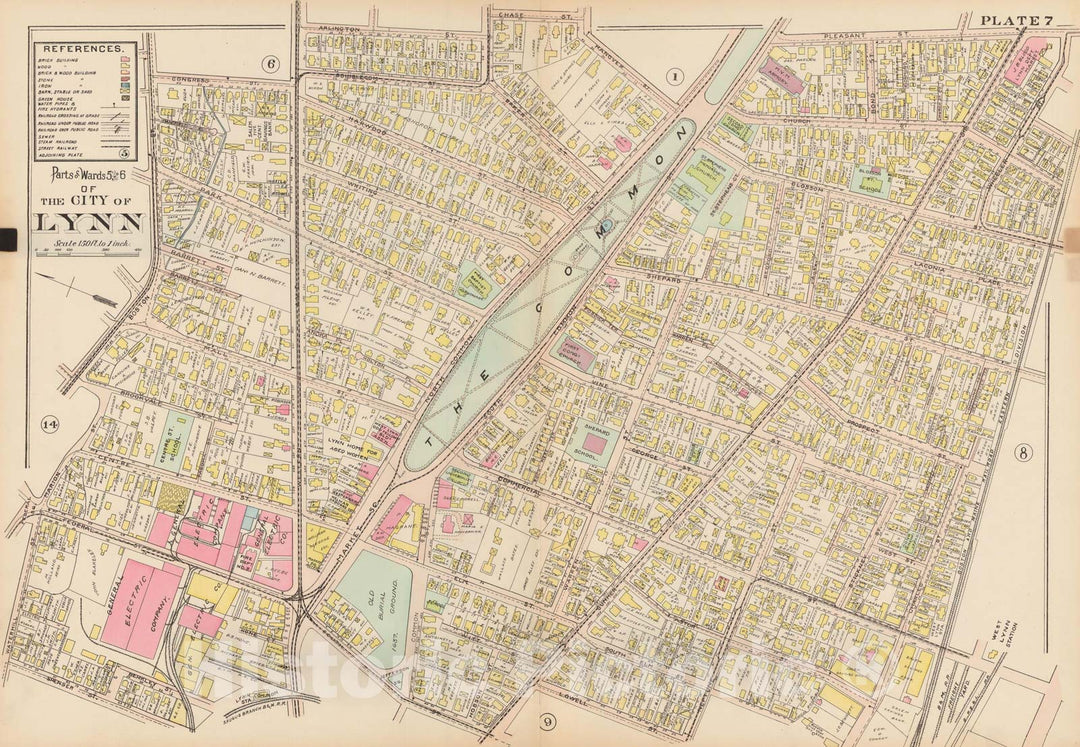 Historic Map : Atlas of Lynn, Swampscott and Saugus, Lynn 1905 Plate 007 , Vintage Wall Art