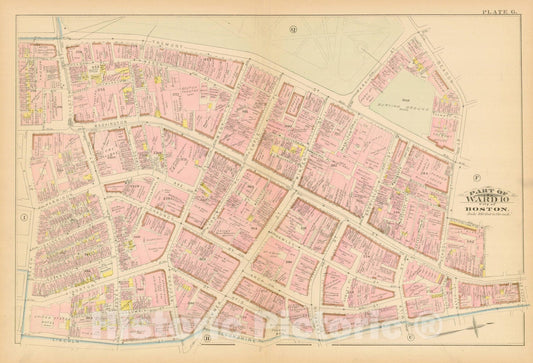 Historic Map : Atlas City of Boston, Boston Proper, Volume I, Boston 1883 Plate G , Vintage Wall Art