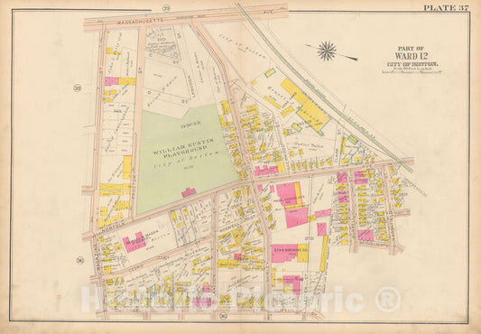 Historic Map : Atlas City of Boston, Roxbury, Roxbury 1915 Plate 037 , Vintage Wall Art