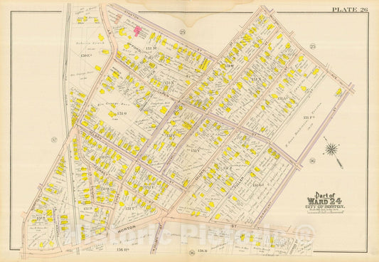 Historic Map : Atlas City of Boston, Dorchester, Dorchester 1910 Plate 026 , Vintage Wall Art