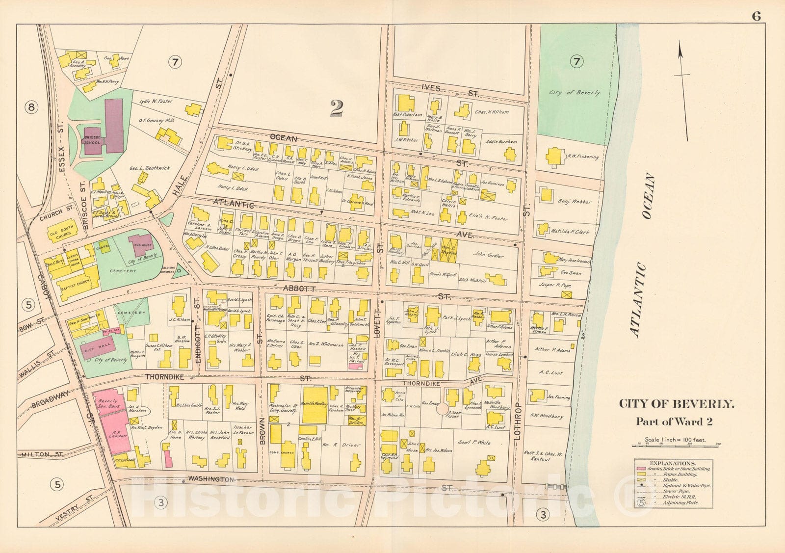 Historic Map : Beverly 1907 Plate 006 , Atlas City of Beverly , Vintage Wall Art