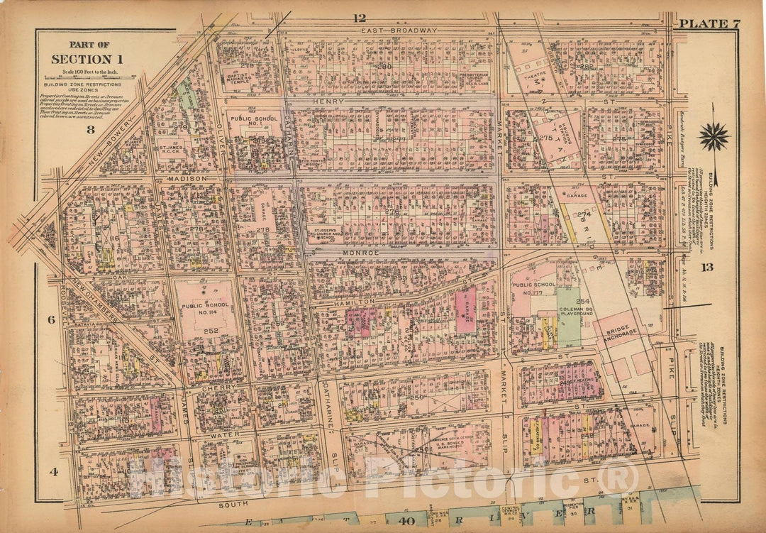 Historic Map : Land Book of the Borough of Manhattan, City of NY, Manhattan 1925 Plate 007 , Vintage Wall Art