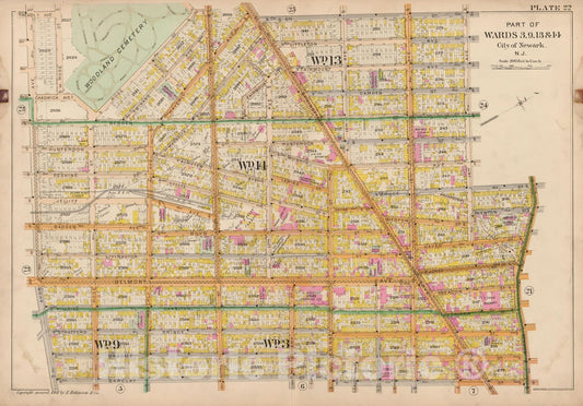 Historic Map : Atlas City of Newark, Newark 1901 Plate 022 , Vintage Wall Art