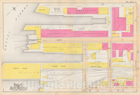 Historic Map : Atlas City of Boston, Vol. 9, East Boston 1892 Plate 002 , Vintage Wall Art