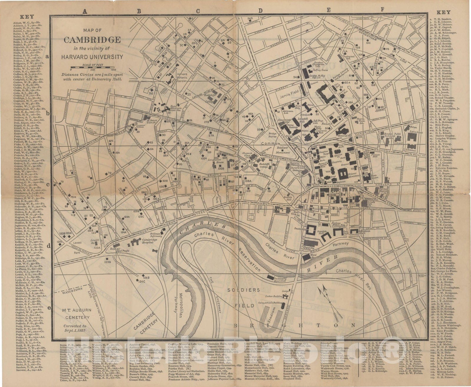Historic Map : Cambridge 1925 , v2, Vintage Wall Art