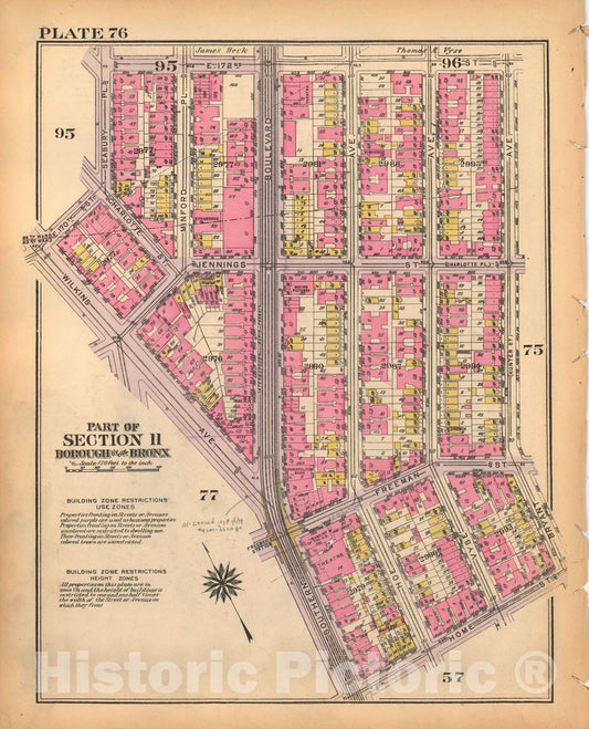 Historic Map : Borough of The Bronx, Sections 9-13, The Bronx 1928 Plate 076 , Vintage Wall Art