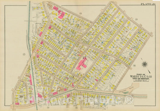 Historic Map : Atlas City of Boston, Dorchester, Dorchester 1933 Plate 026 , Vintage Wall Art