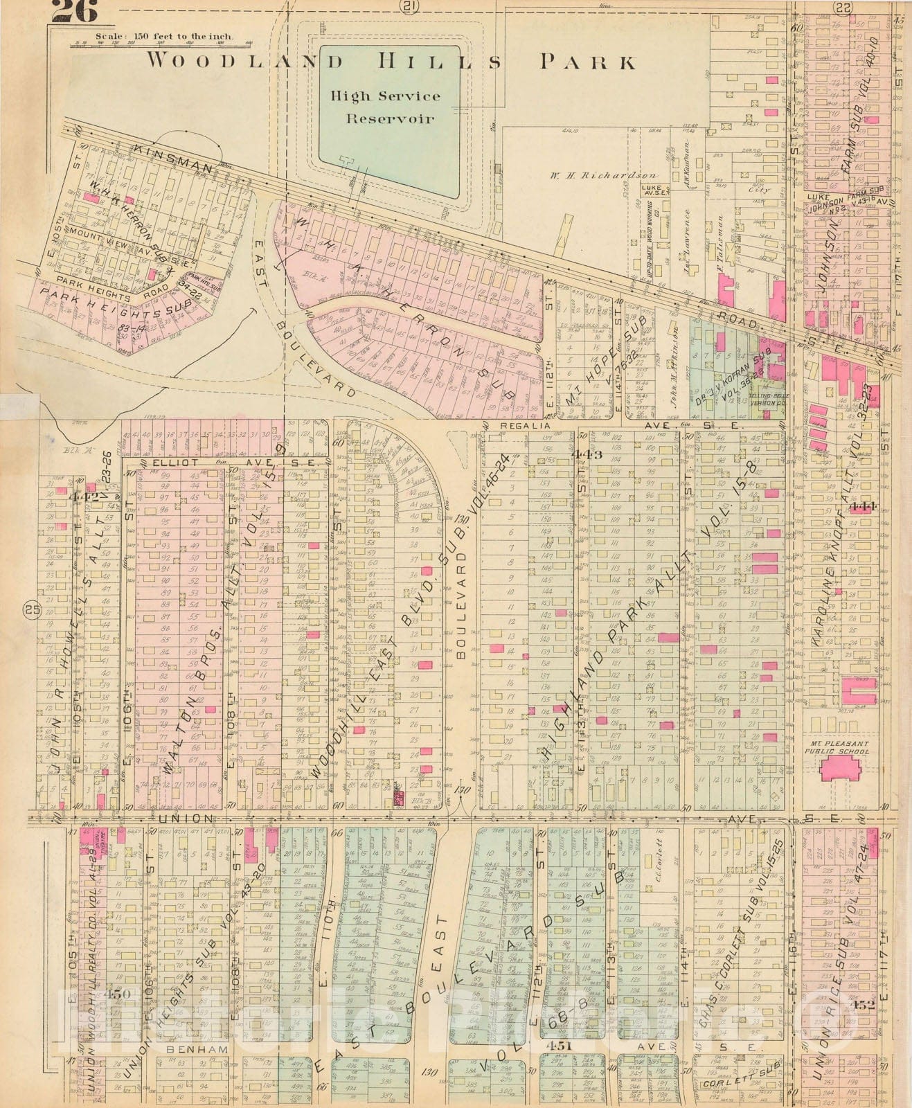 Historic Map : Atlas City of Cleveland, Vol. Four, Cleveland 1922 26L , Vintage Wall Art