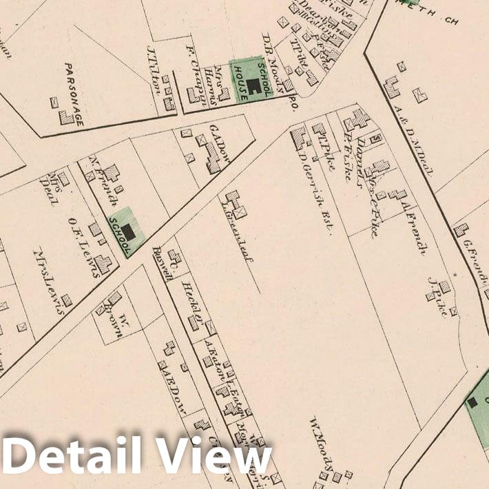 Historic Map : Atlas of Essex County, Salisbury 1884 , v2, Vintage Wall Art
