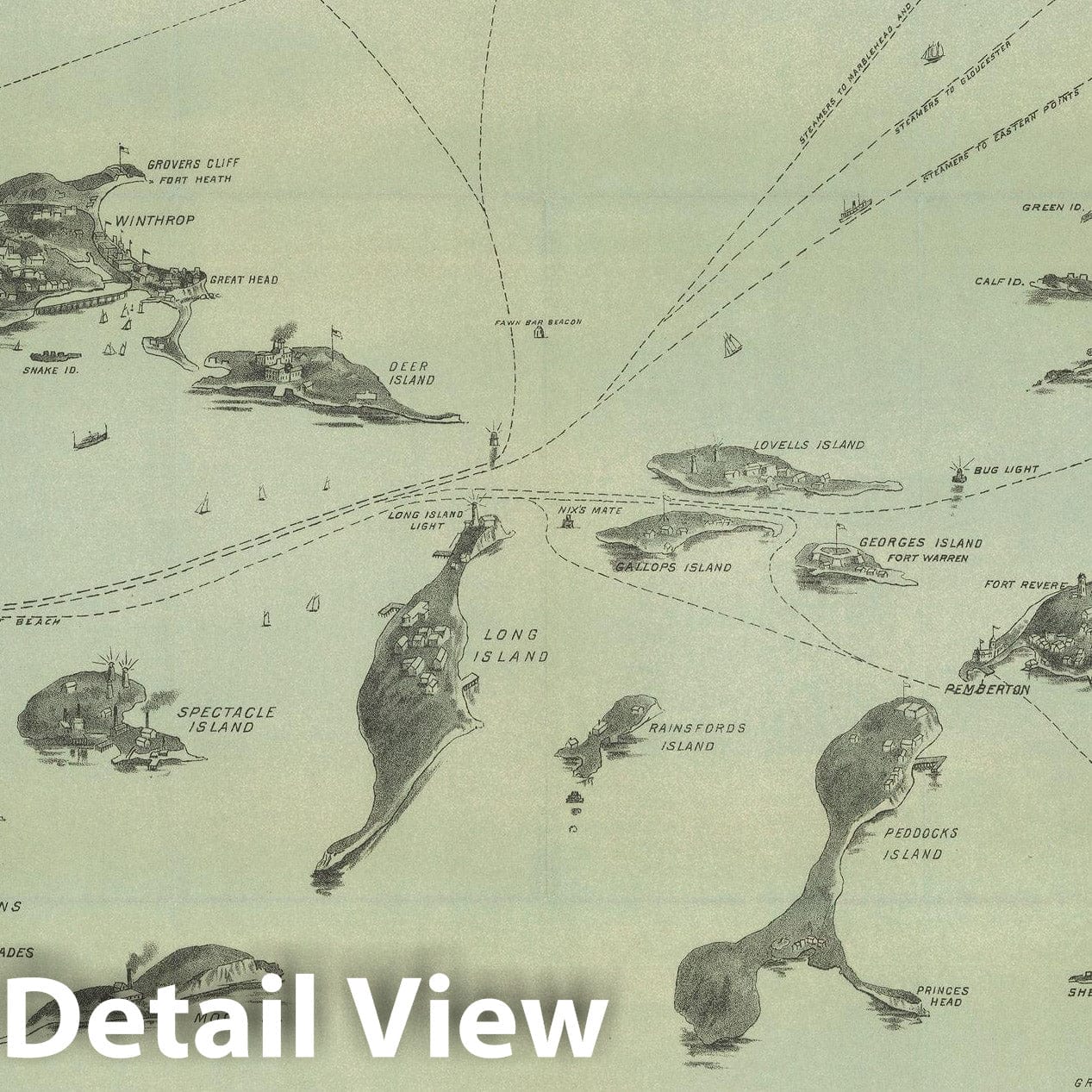 Historic Map : Boston Harbor and The North Shore 1900 , Vintage Wall Art