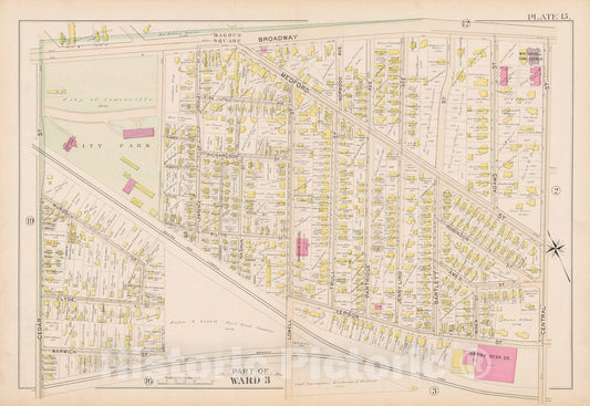 Historic Map : Atlas City of Somerville, Somerville 1895 Plate 015 , Vintage Wall Art