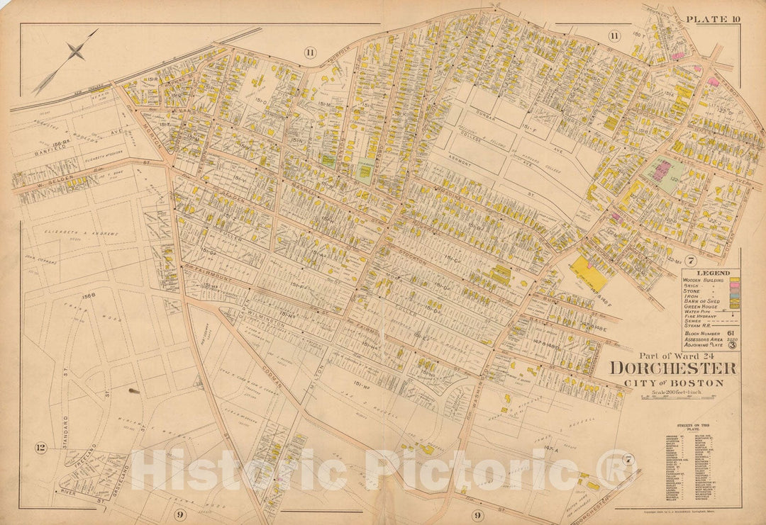 Historic Map : Atlas of Dorchester, West Roxbury and Brighton, Dorchester 1899 Plate 010 , Vintage Wall Art