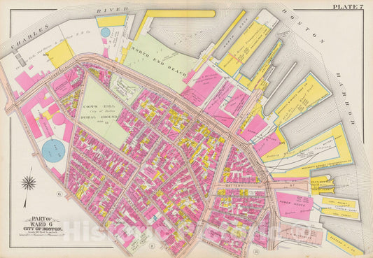 Historic Map : Atlas City of Boston: Boston Proper and Back Bay, Boston 1908 Plate 007 , Vintage Wall Art