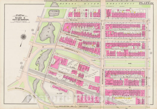 Historic Map : Atlas City of Boston: Boston Proper and Back Bay, Boston 1908 Plate 022 , Vintage Wall Art
