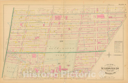 Historic Map : Atlas Entire City of Brooklyn Complete in One Volume, Brooklyn 1880 Plate 006 , Vintage Wall Art