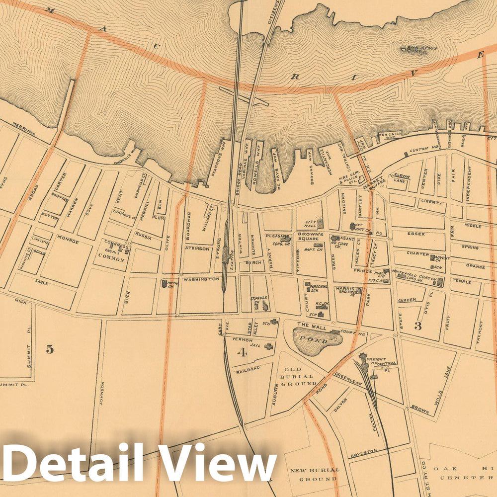 Historic Map : Atlas of Massachusetts, Newburyport 1904 , Vintage Wall Art