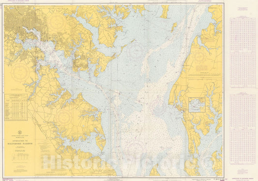 Historic Map : Approaches to Baltimore Harbor 1967 , Vintage Wall Art