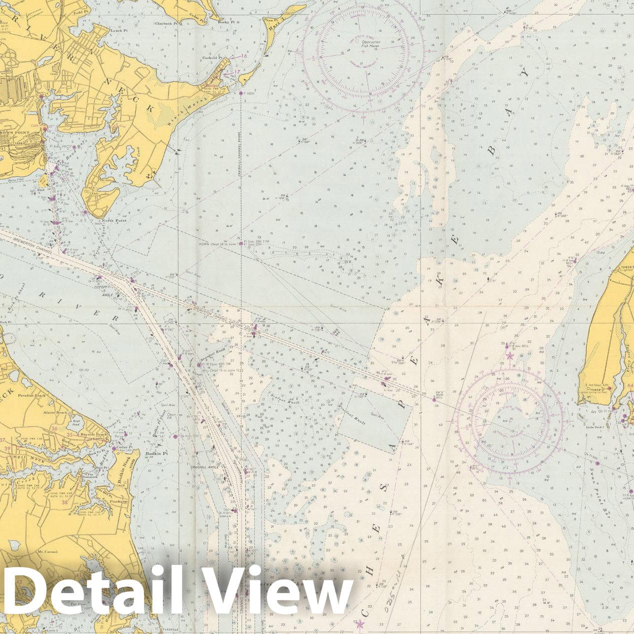 Historic Map : Approaches to Baltimore Harbor 1967 , Vintage Wall Art