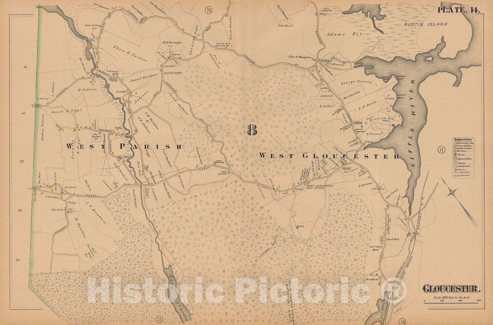 Historic Map : Atlas City of Gloucester and Town of Rockport, Gloucester 1884 Plate 014 , Vintage Wall Art