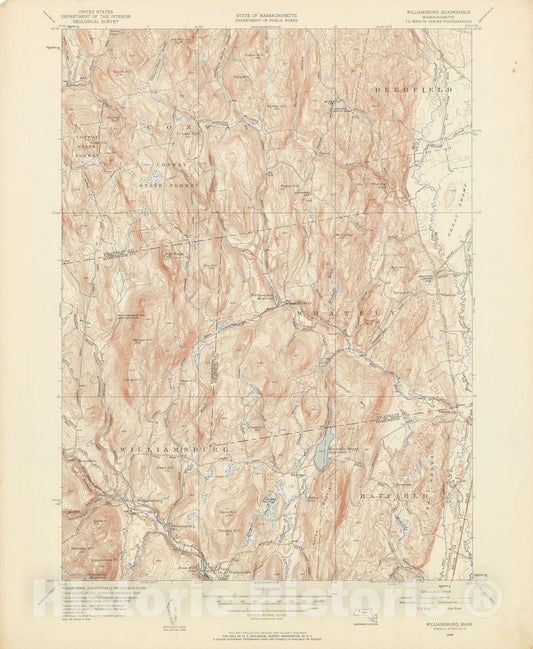 Historic Map : USGS 7.5 Minute Sheets and Quadrangles, Conway & Whately & Williamsburg 1948 Topographic Map , Vintage Wall Art