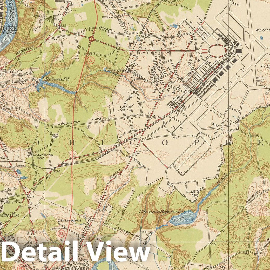 Historic Map : USGS 7.5 Minute Sheets and Quadrangles, Chicopee & Holyoke & Springfield 1946 Topographic Map , Vintage Wall Art