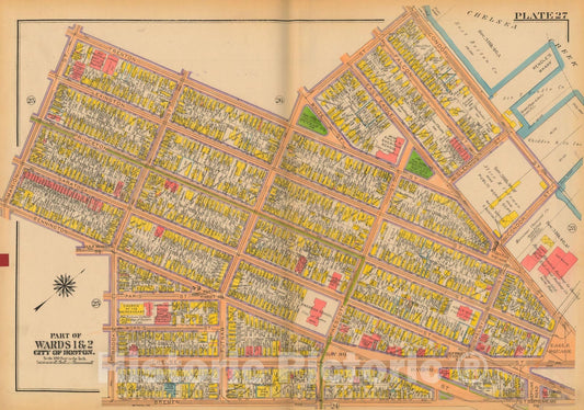 Historic Map : Atlas City of Boston: Charlestown and East Boston, East Boston 1922 Plate 027 , Vintage Wall Art