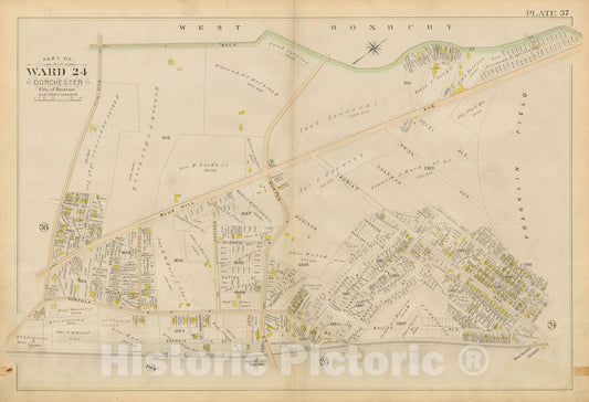 Historic Map : Atlas City of Boston, Vol. 5, Dorchester, Dorchester 1894 Plate 037 , Vintage Wall Art