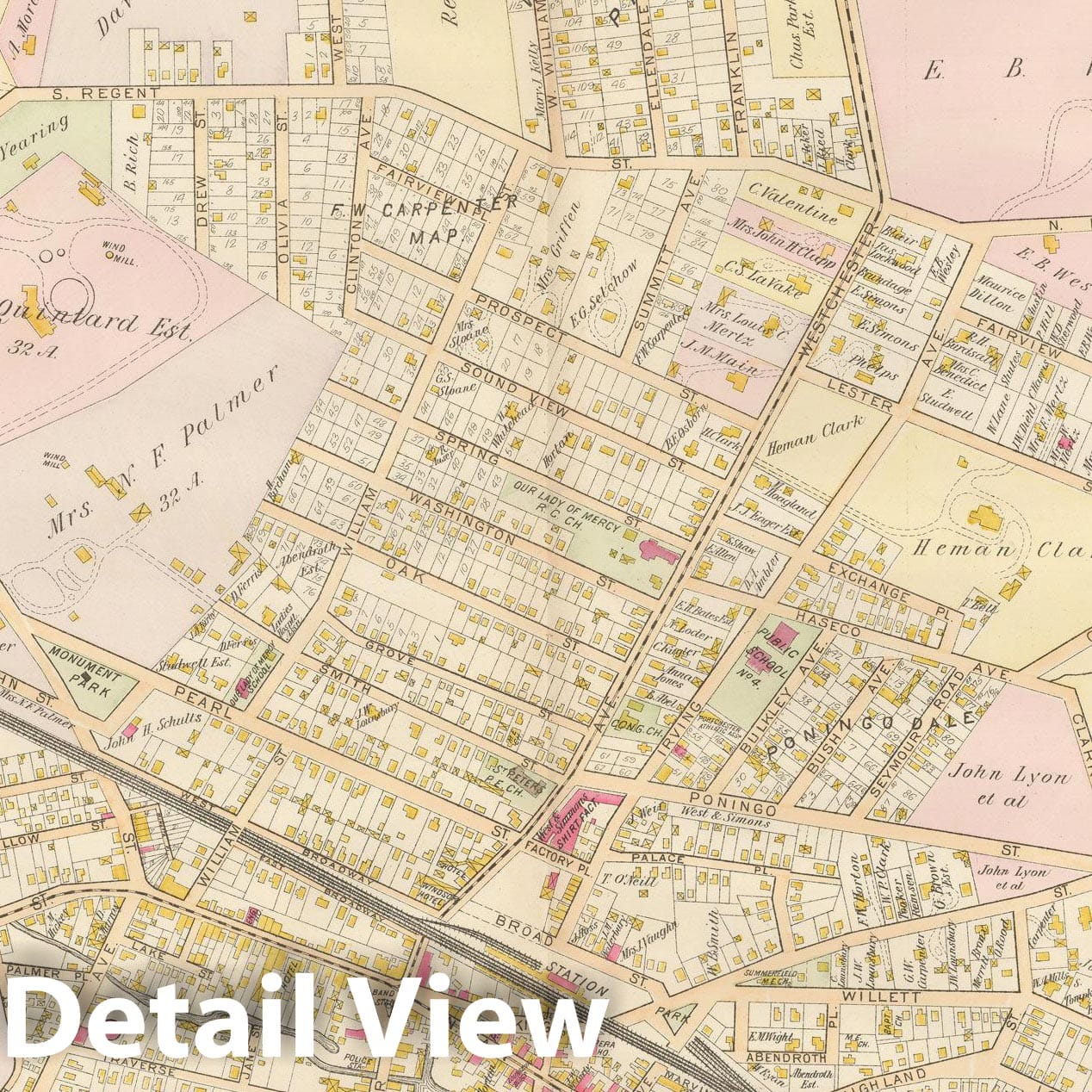 Historic Map : Atlas of Westchester County, Village of Portchester 1901 , Vintage Wall Art