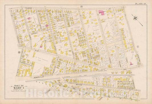 Historic Map : Atlas City of Somerville, Somerville 1895 Plate 017 , Vintage Wall Art