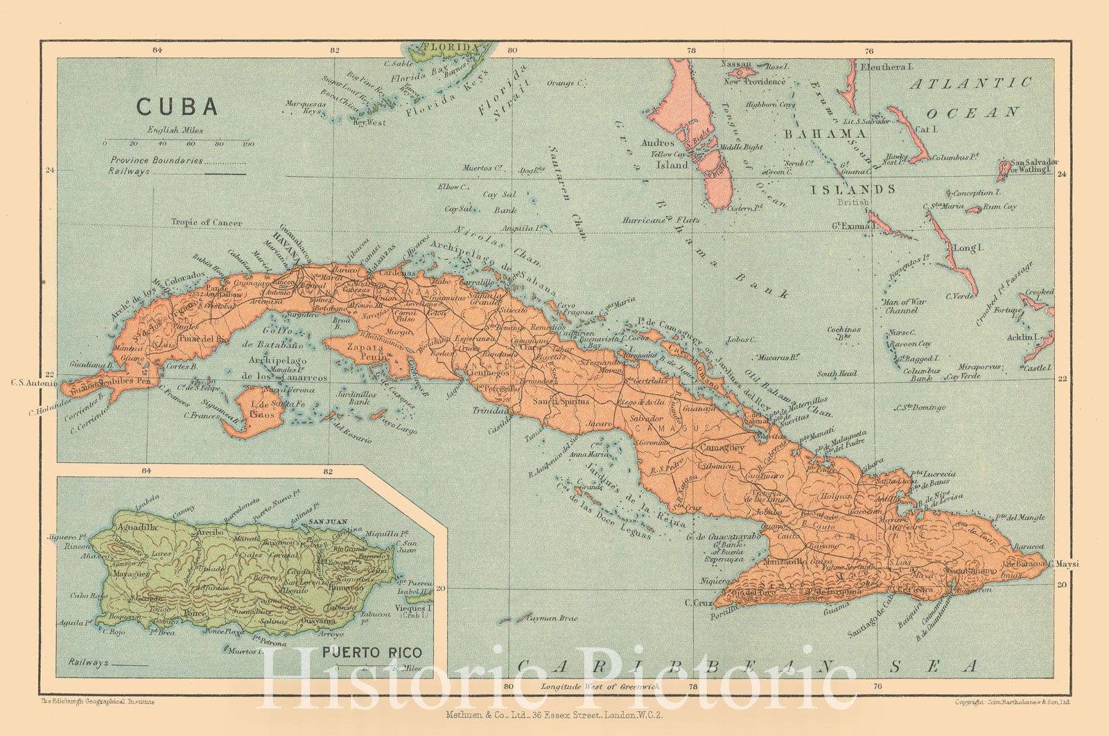 Historic Map : Pocket Guide to the West Indies, Cuba & Puerto Rico 1939 , Vintage Wall Art