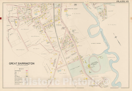 Historic Map : Atlas of Berkshire County Massachusetts, Great Barrington 1904 Plate 035 , Vintage Wall Art
