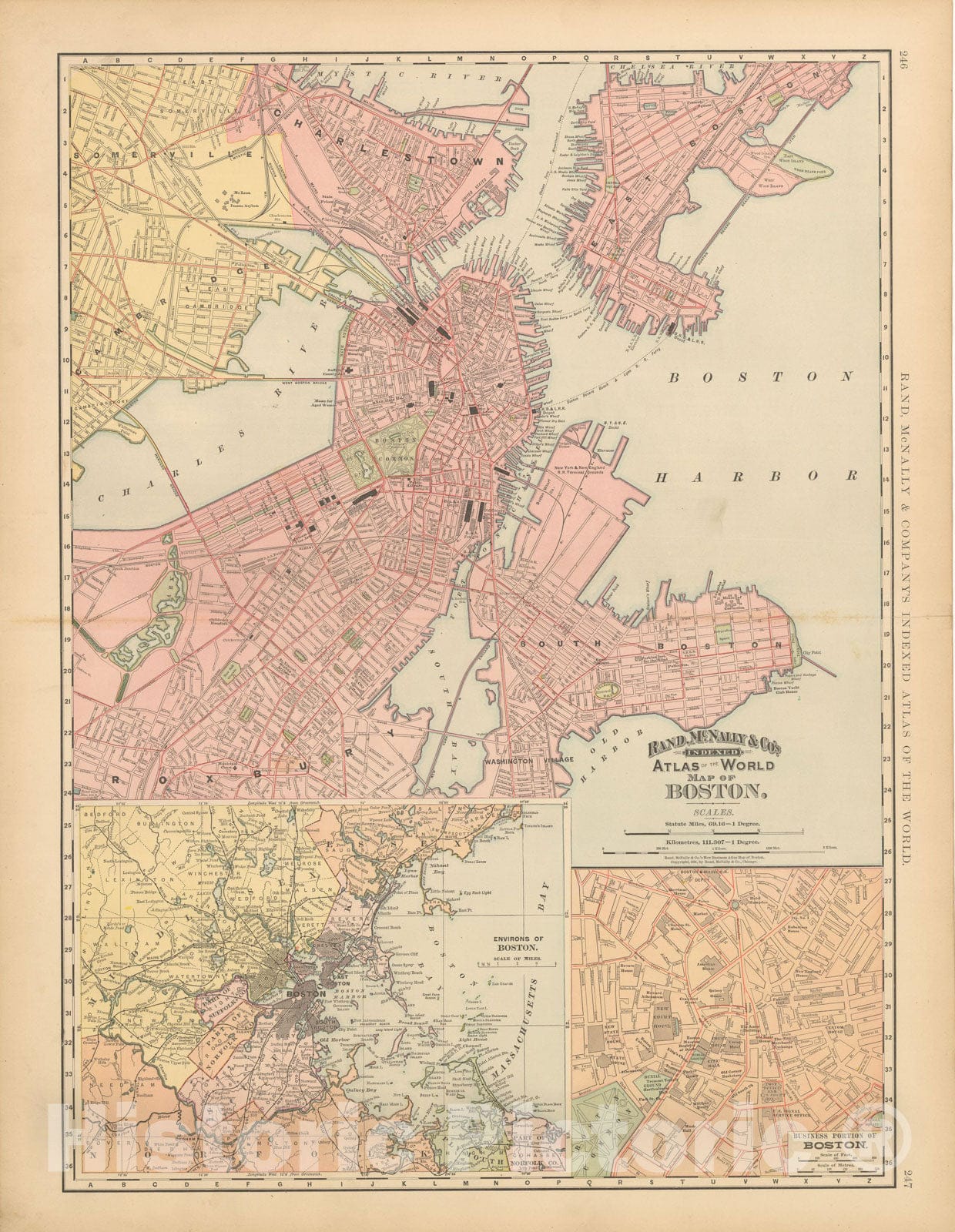 Historic Map : Boston 1894 , Vintage Wall Art