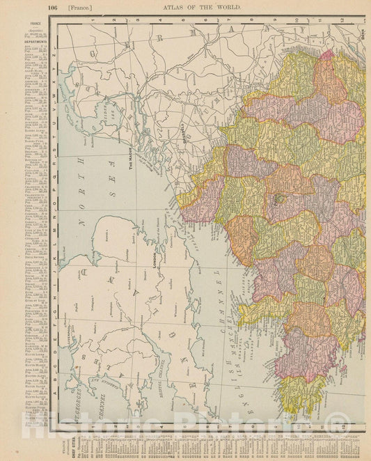 Historic Map : France 1900 , Universal Atlas World , Vintage Wall Art