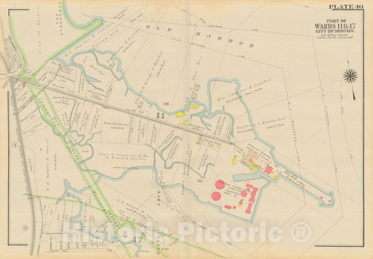 Historic Map : Atlas City of Boston, Dorchester, Dorchester 1918 Plate 040 , Vintage Wall Art