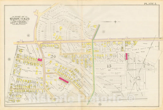 Historic Map : Atlas City of Boston, Vol. 5, Dorchester, Dorchester 1889 Plate 005 , Vintage Wall Art
