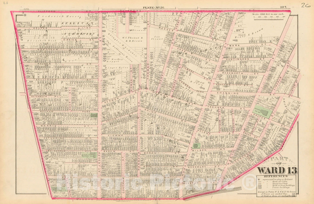 Historic Map : Atlas of Rochester, NY, Rochester 1875 Plate 026 , Vintage Wall Art