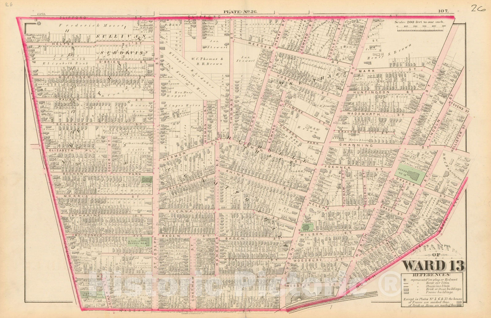 Historic Map : Atlas of Rochester, NY, Rochester 1875 Plate 026 , Vintage Wall Art