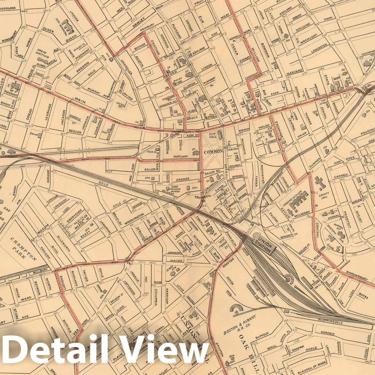 Historic Map : Atlas of Massachusetts, Worcester 1891 , Vintage Wall Art
