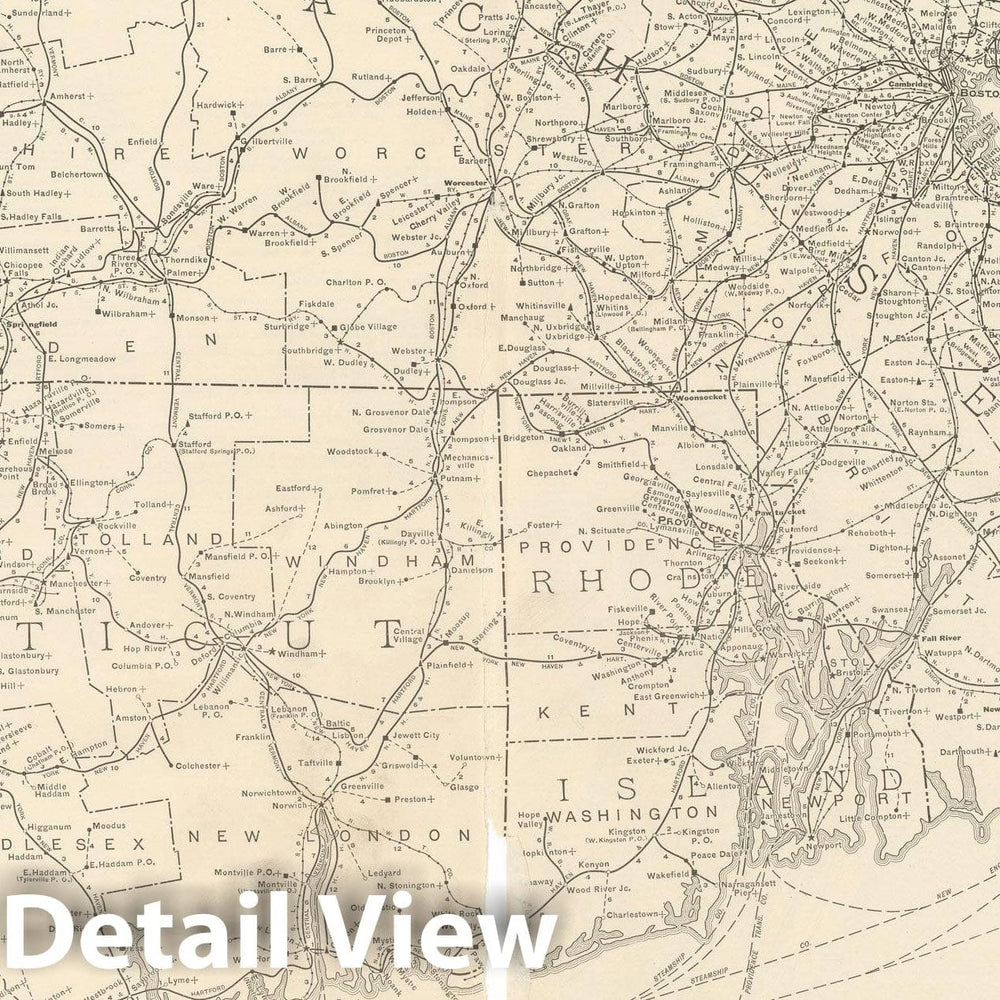 Historic Map : Connecticut & Massachusetts & Rhode Island 1925 , Vintage Wall Art
