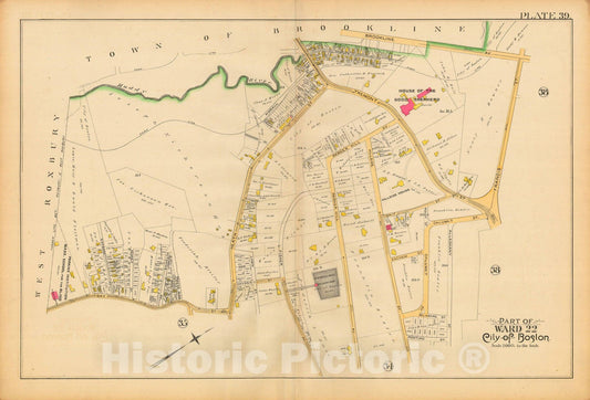 Historic Map : Atlas City of Boston, City Proper and Roxbury, Boston 1890 Plate 039 , Vintage Wall Art