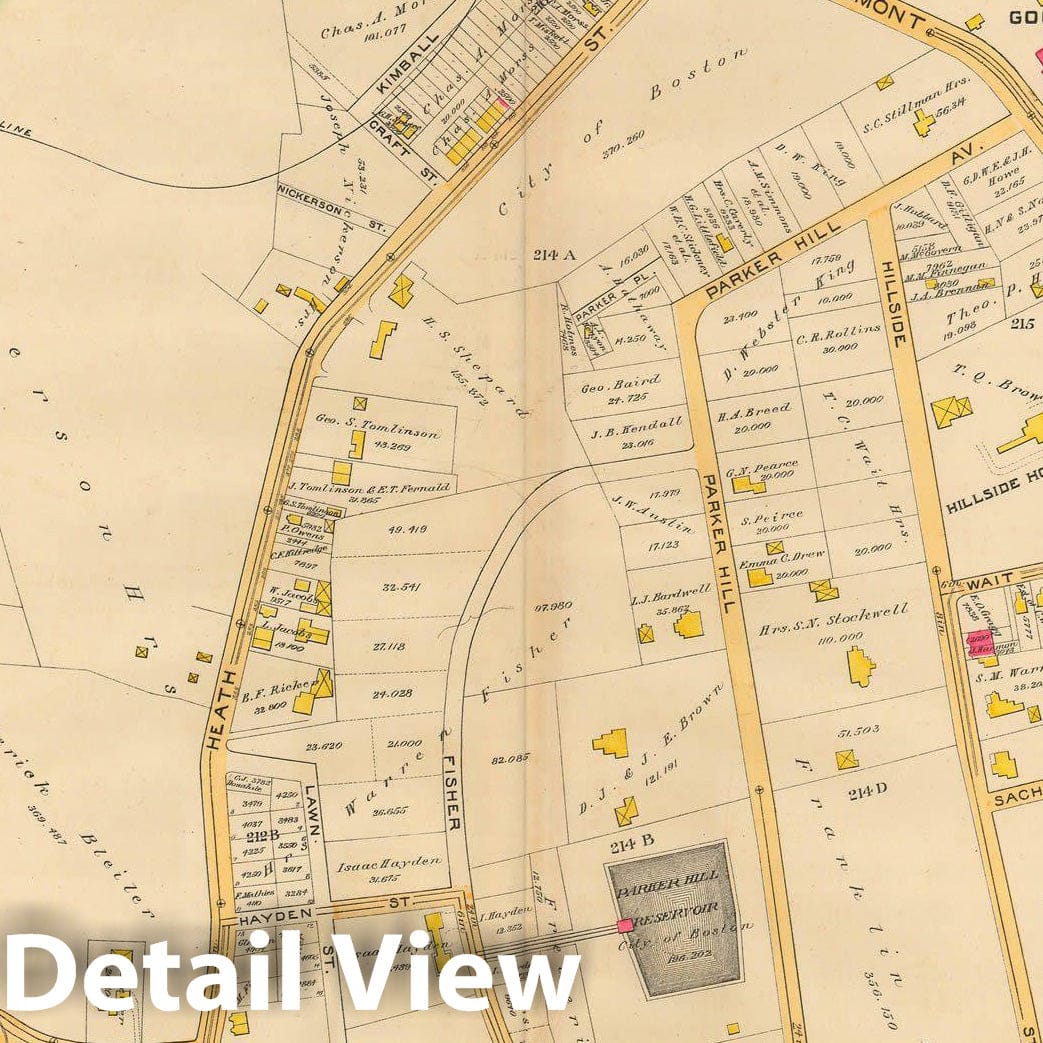 Historic Map : Atlas City of Boston, City Proper and Roxbury, Boston 1890 Plate 039 , Vintage Wall Art
