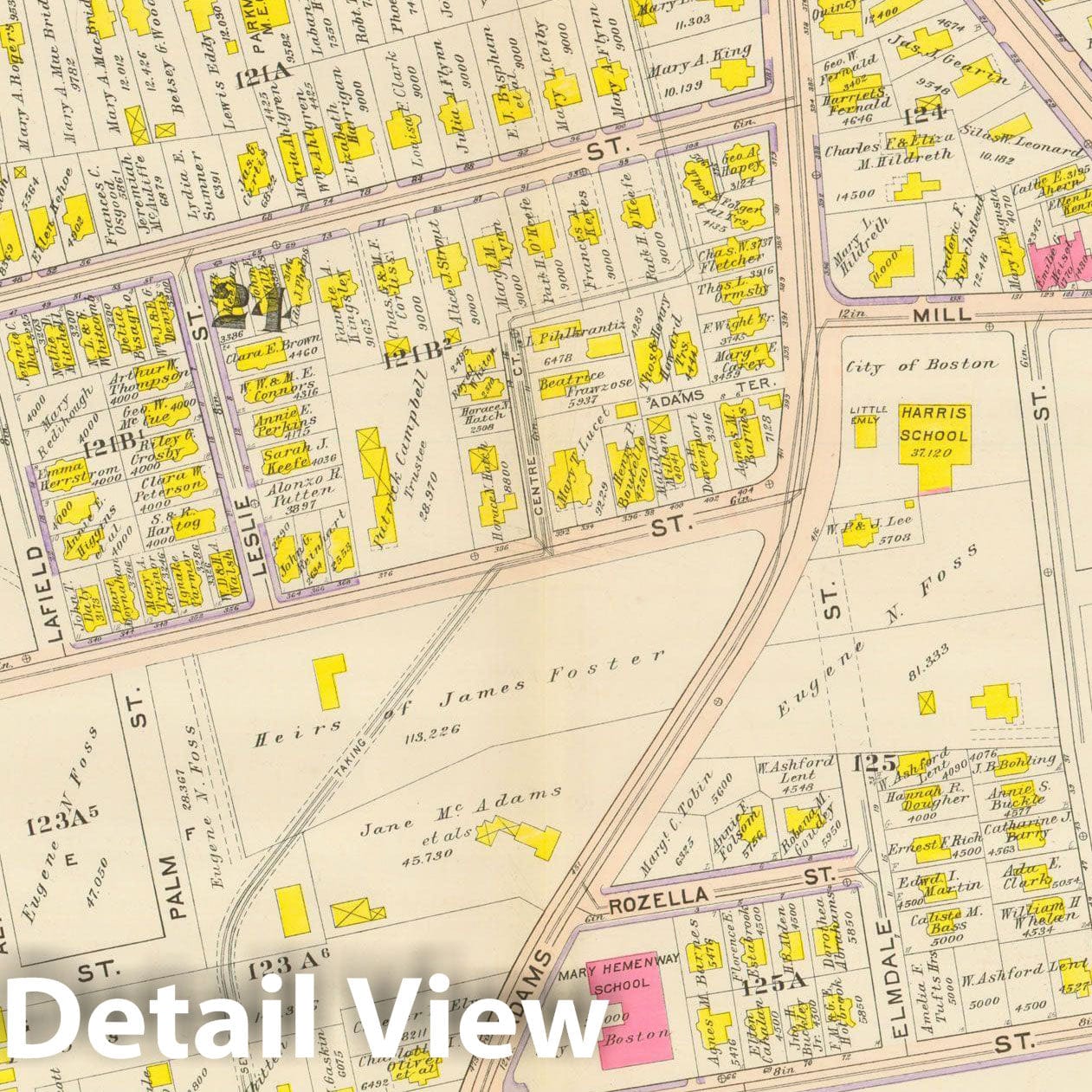 Historic Map : Atlas City of Boston, Dorchester, Dorchester 1910 Plate 021 , Vintage Wall Art