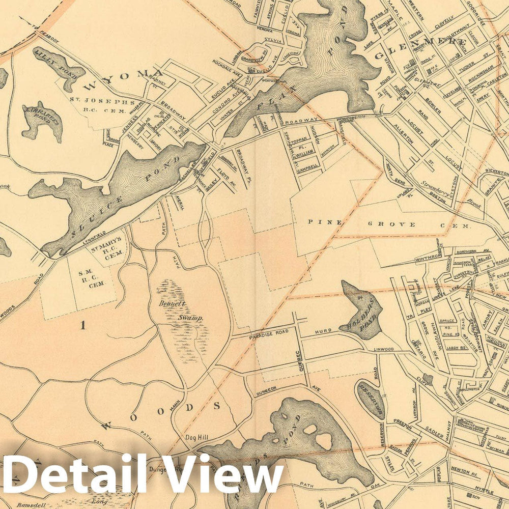 Historic Map : Atlas of Massachusetts, Lynn 1904 , Vintage Wall Art