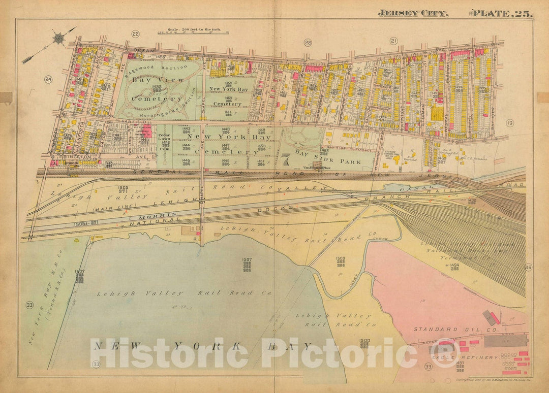 Historic Map : Jersey City 1919 Plate 025 , Vintage Wall Art