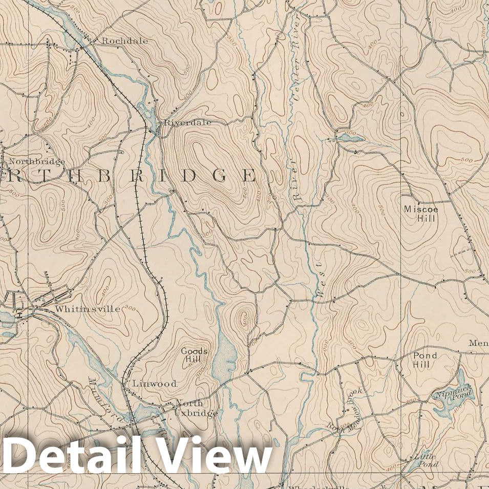 Historic Map : Atlas of Massachusetts, Grafton & Hopedale & Hopkinton & Milford & Northbridge 1890 Page 24 , Vintage Wall Art