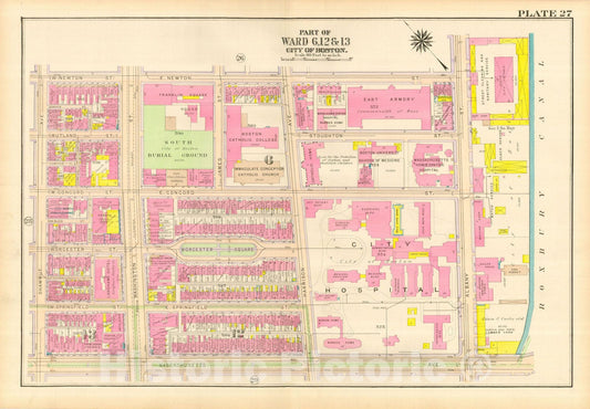 Historic Map : Atlas City of Boston, Boston Proper and Back Bay, Boston 1917 Plate 027 , Vintage Wall Art