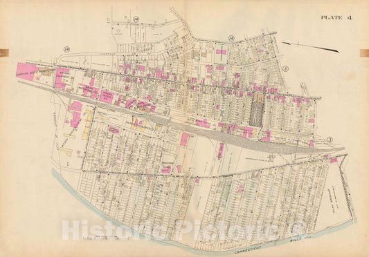 Historic Map : Atlas City of Springfield and the Town of Longmeadow 1920 Plate 004 , Vintage Wall Art