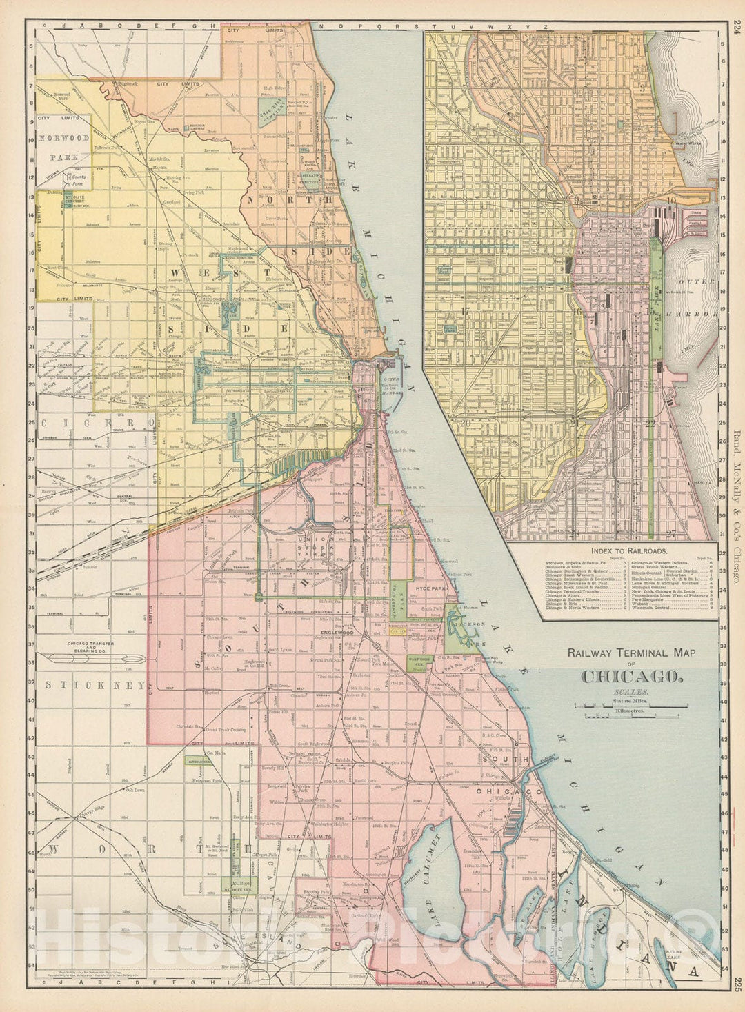 Historic Map : Chicago 1903 , Rand McNally Business Atlas , Vintage Wall Art