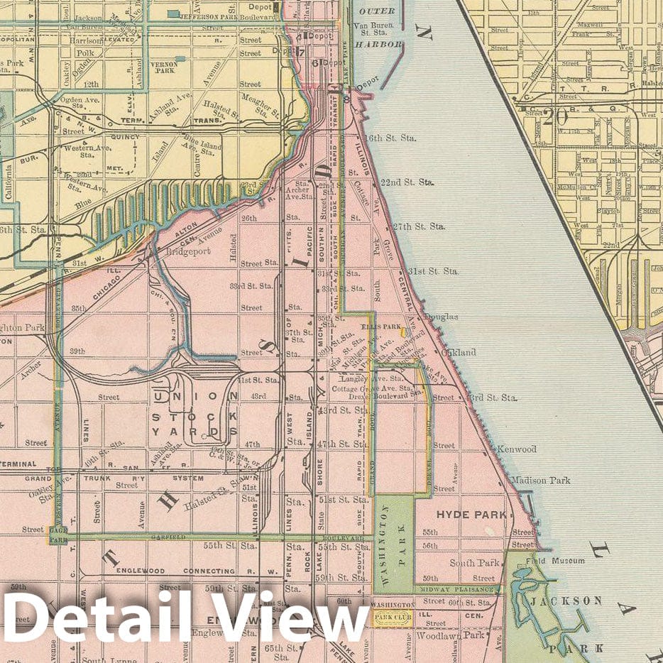 Historic Map : Chicago 1903 , Rand McNally Business Atlas , Vintage Wall Art
